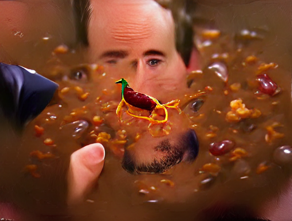 ai generated image of kevin from the office and chili 