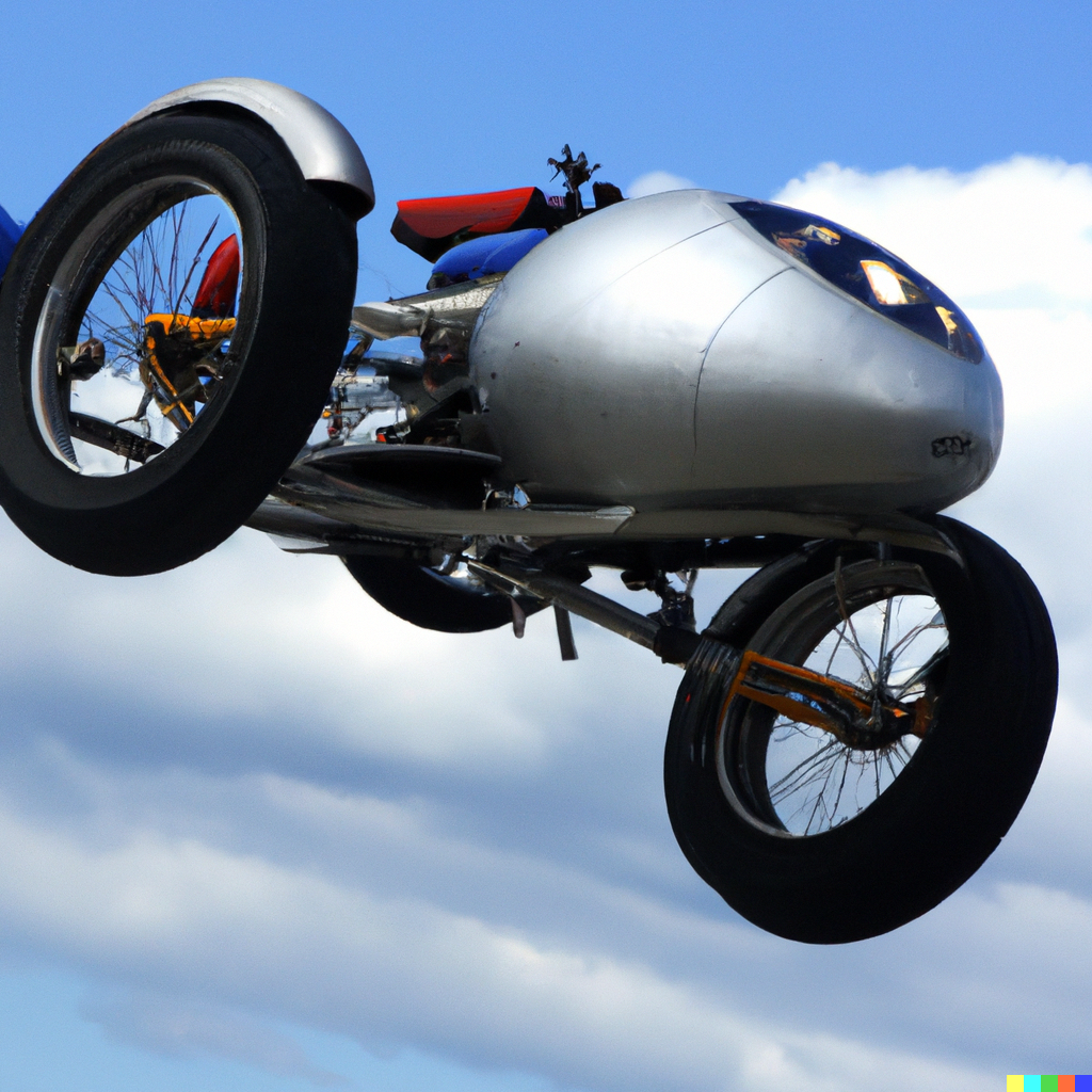 ai designed image of a flying bike