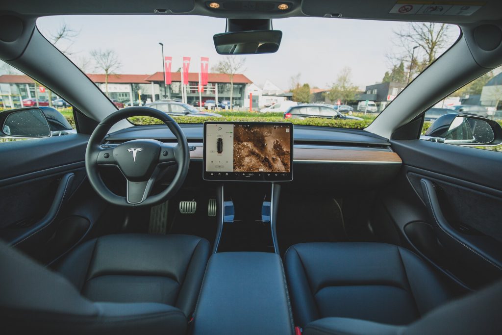 Tesla interior with touchpad