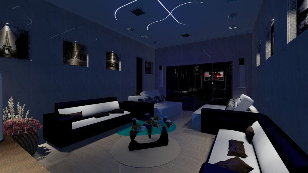 led light fixture in a room