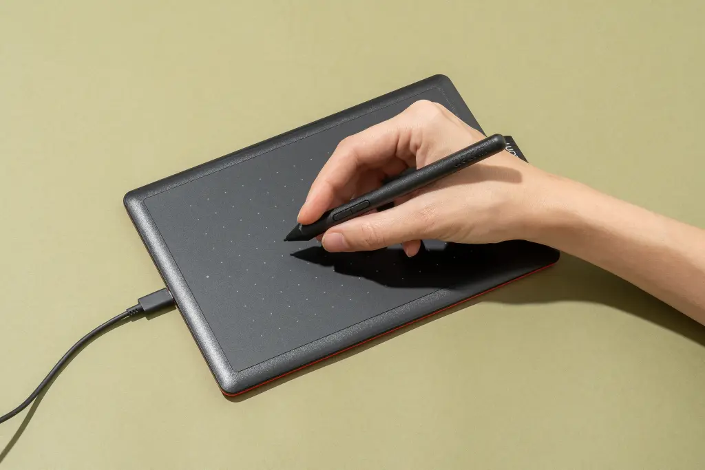 someone using a stylus on a tablet