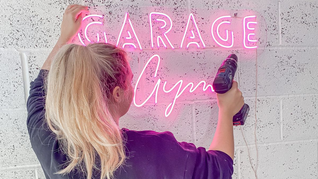 hanging up a neon sign