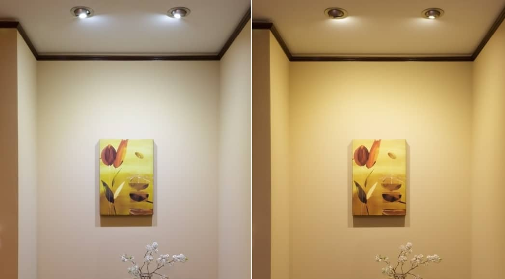 Different types of light temperature: Natural white and Warm white
