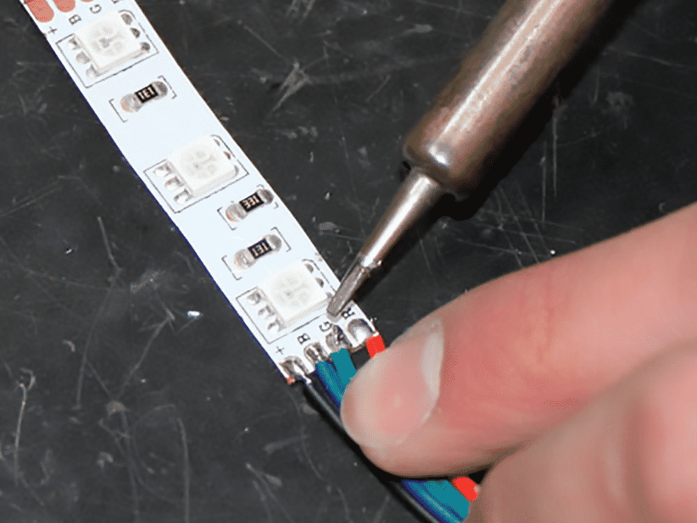 setting a solder point on an led strip