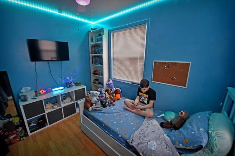 Color changing LED lights in a room to brighten the decor and mood