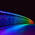 bridge, illuminated, multicoloured